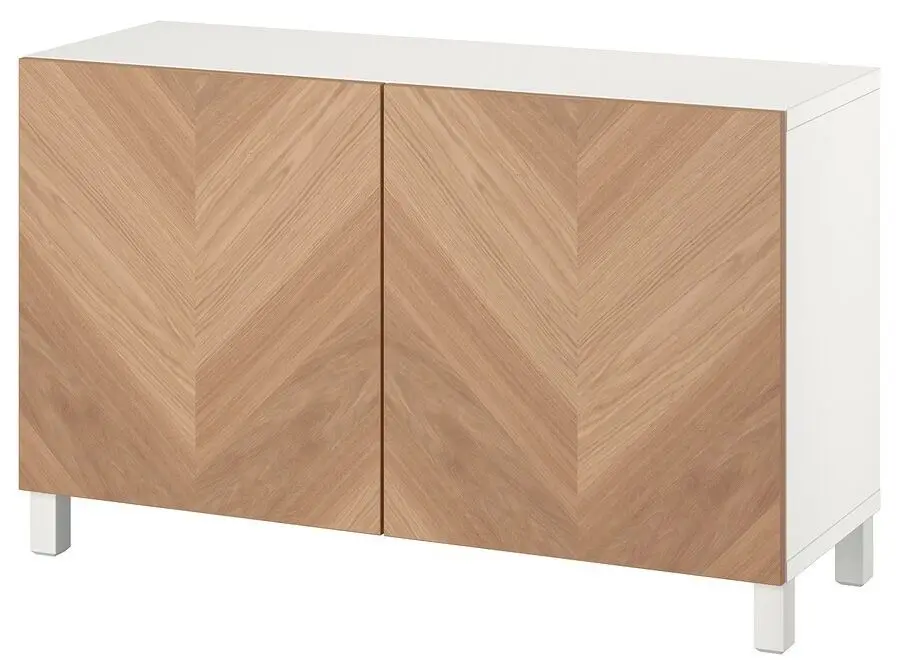 Tumba Ikea Besta 120x42x74 (Alb/Hedeviken/Stubbarp Furnir Stejar)