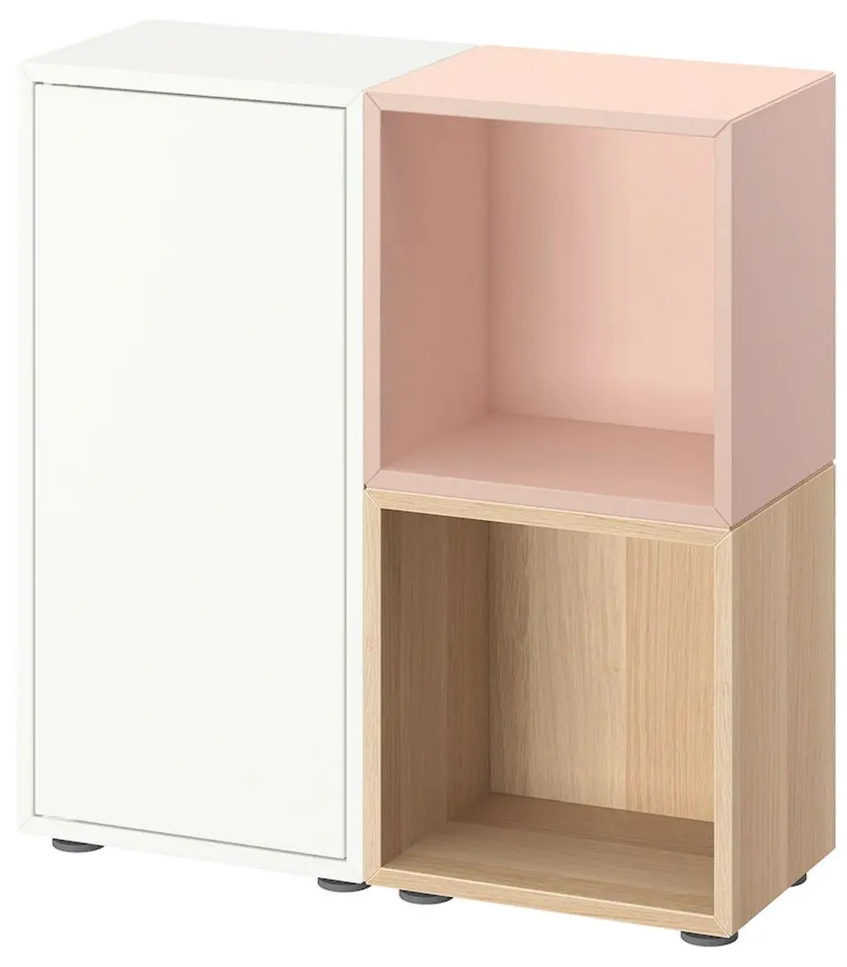 Тумба Ikea Eket с ножками 70x25x72 (Белый/Светло-розовый/Под Беленый Дуб)