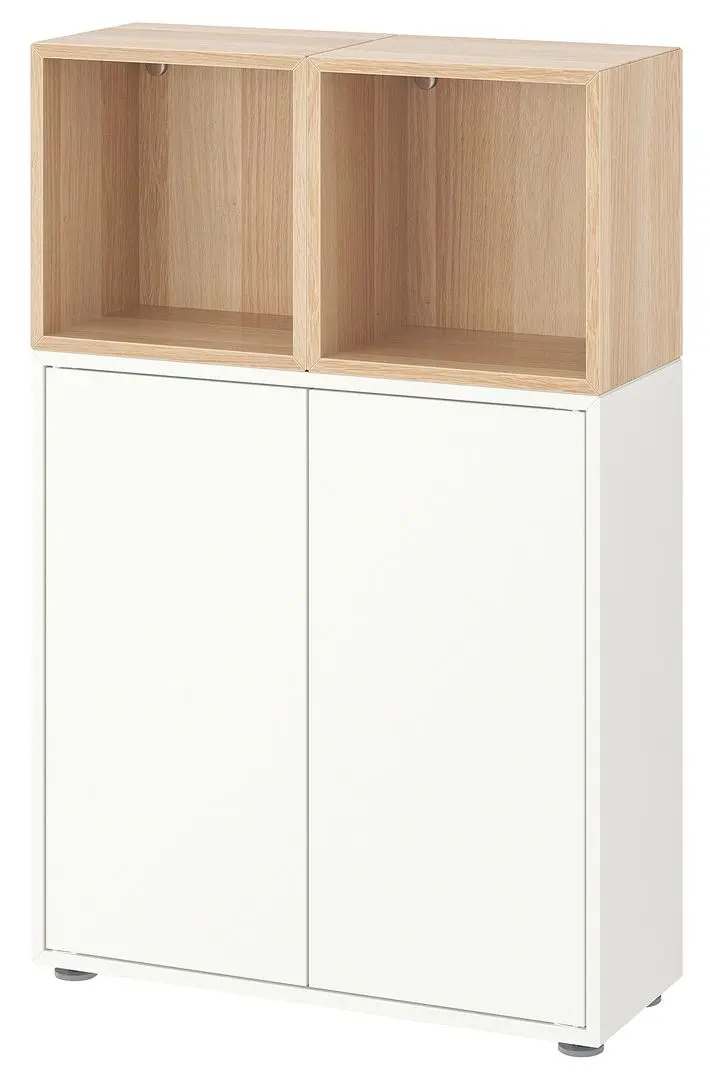 Tumba Ikea Eket cu picioare 70x35x107 (Alb/Aspect Stejar Antichizat)
