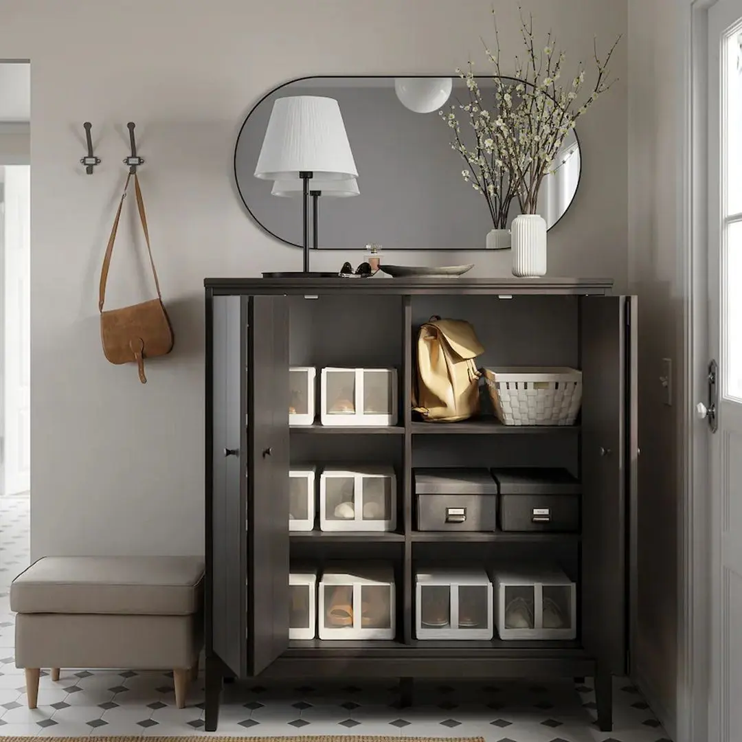 Tumba Ikea Idanas cu usi pliante 121x135 (Maro Inchis Vopsit)