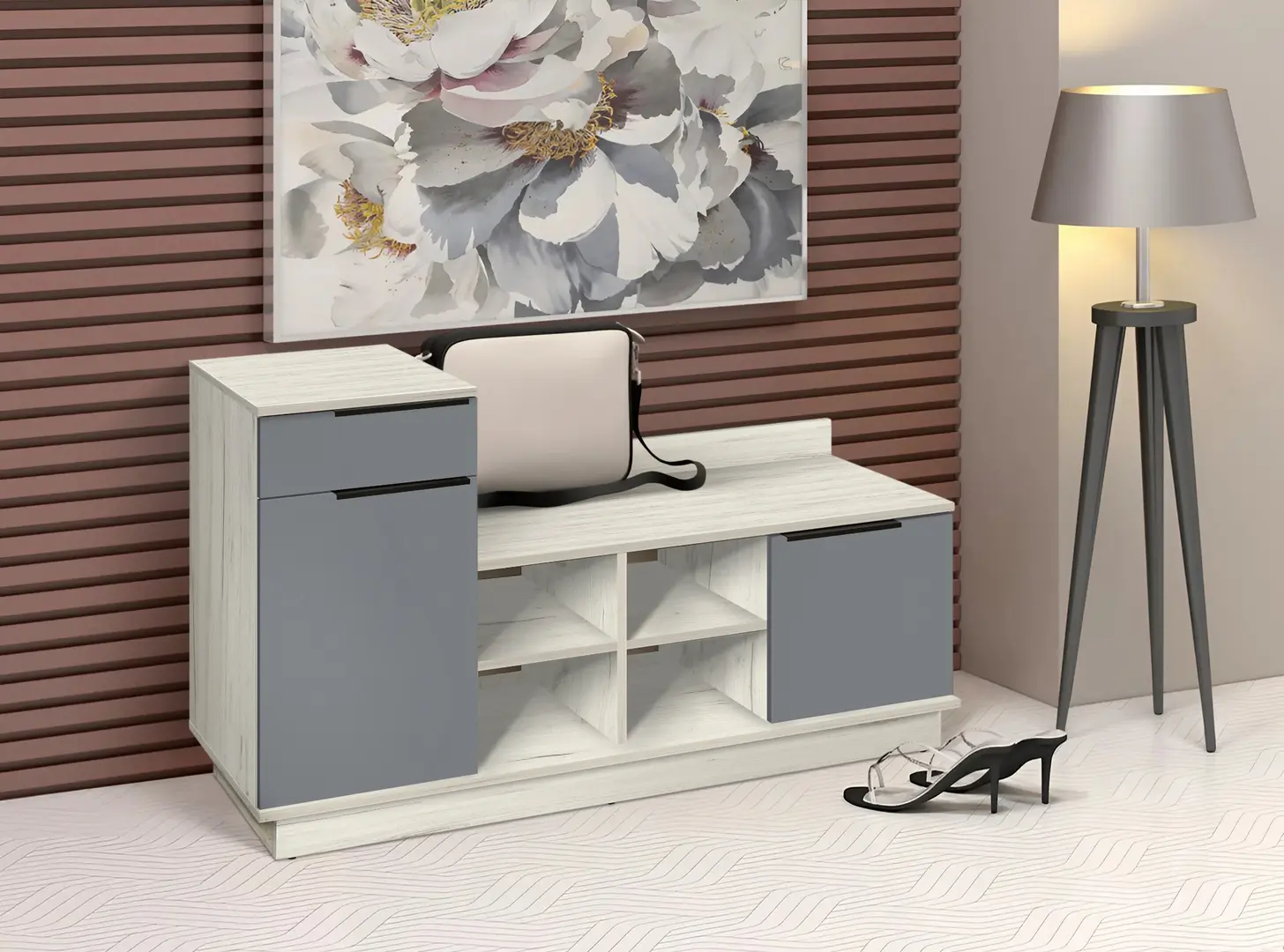 Тумба-банкетка Modern Visit New 122cm (Craft Oak White/Slate Grey)