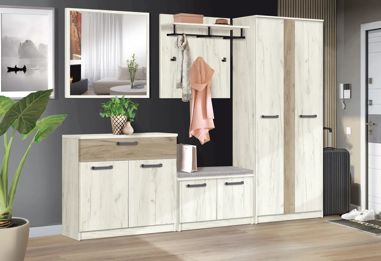 Tumba Modern Karolina 80cm (Craft Oak White/Craft Oak Gray)