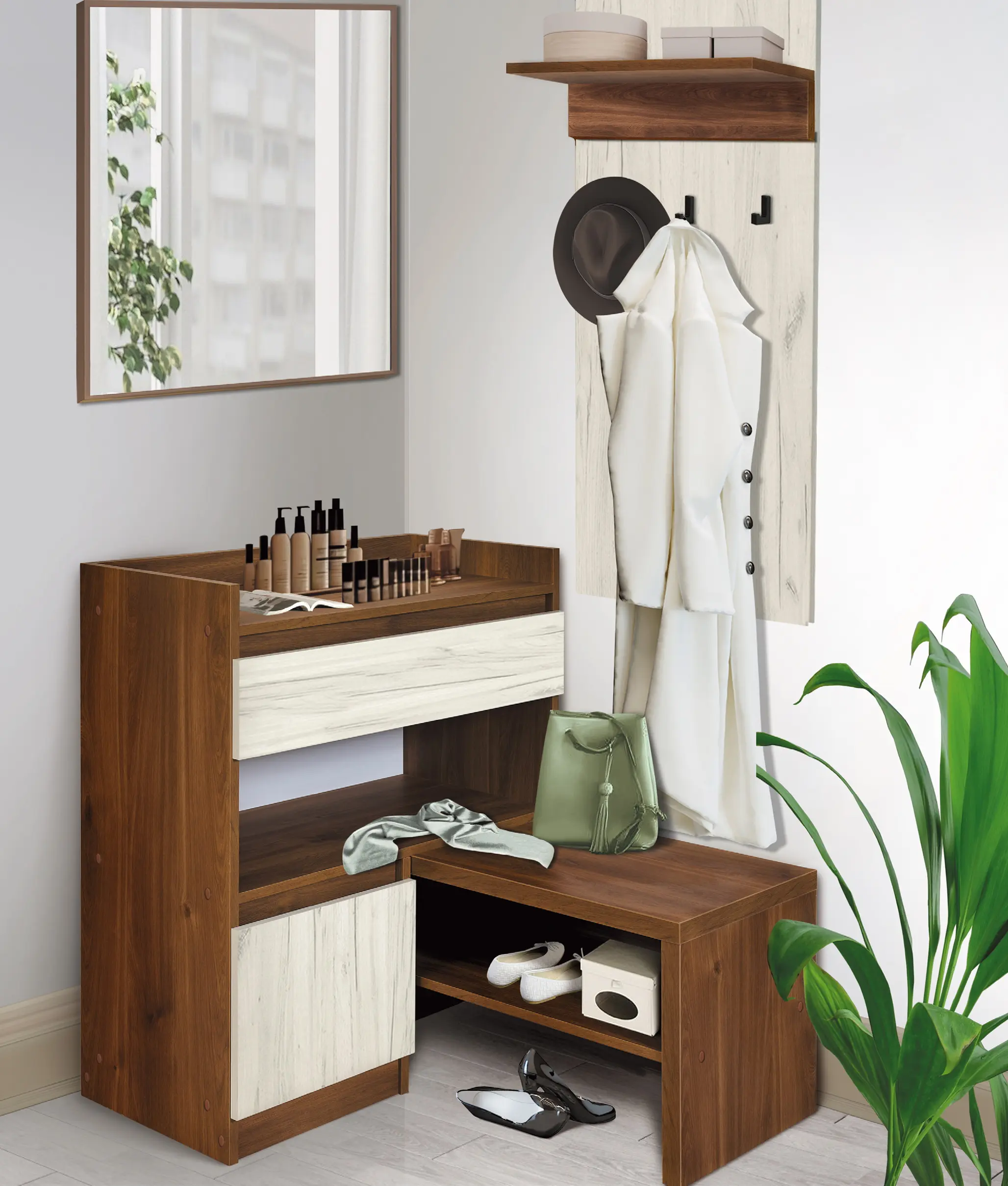 Tumba Modern Komfi 125cm (Brandy Castello Oak/Craft Oak White)