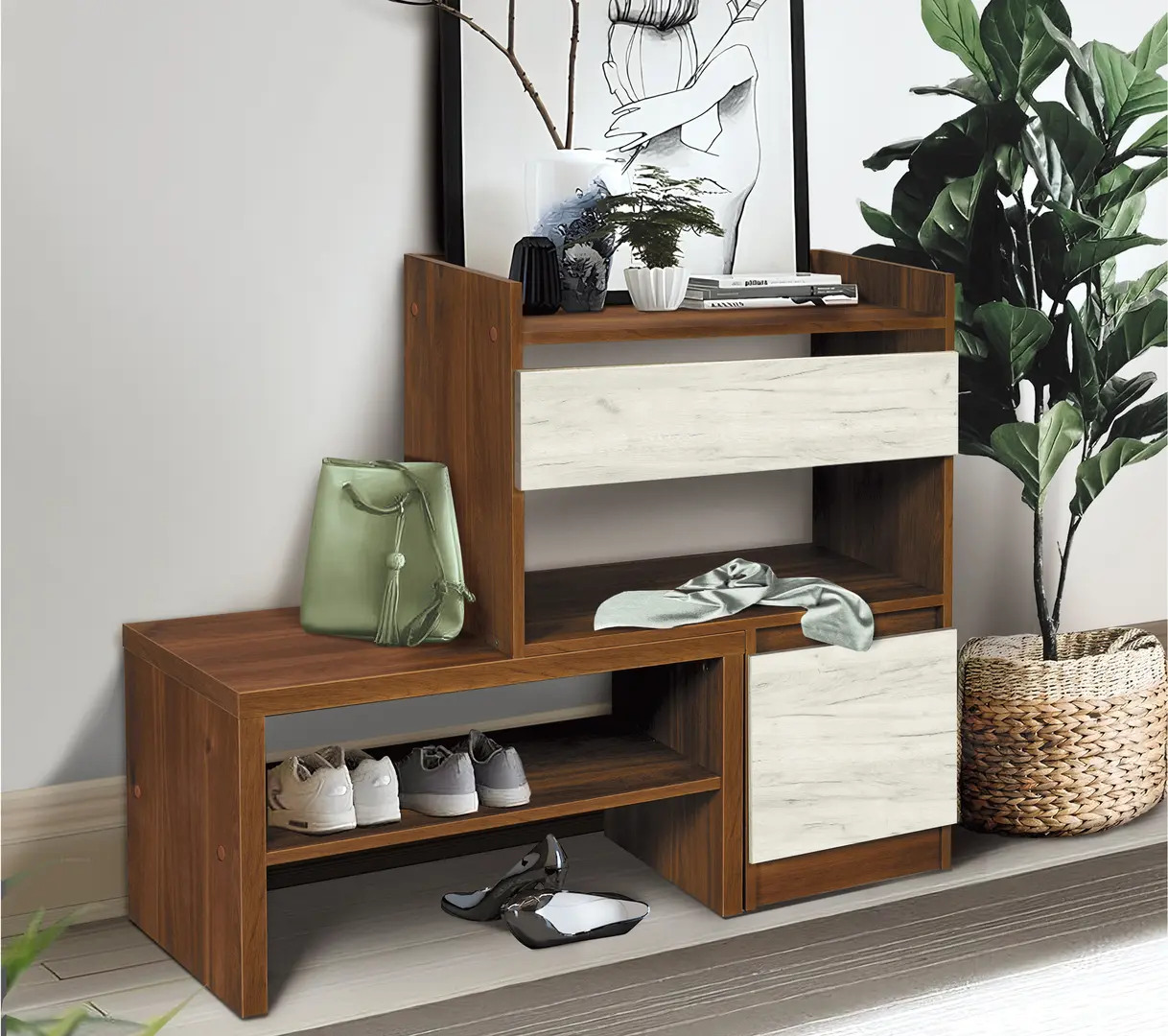 Tumba Modern Komfi 125cm (Brandy Castello Oak/Craft Oak White)