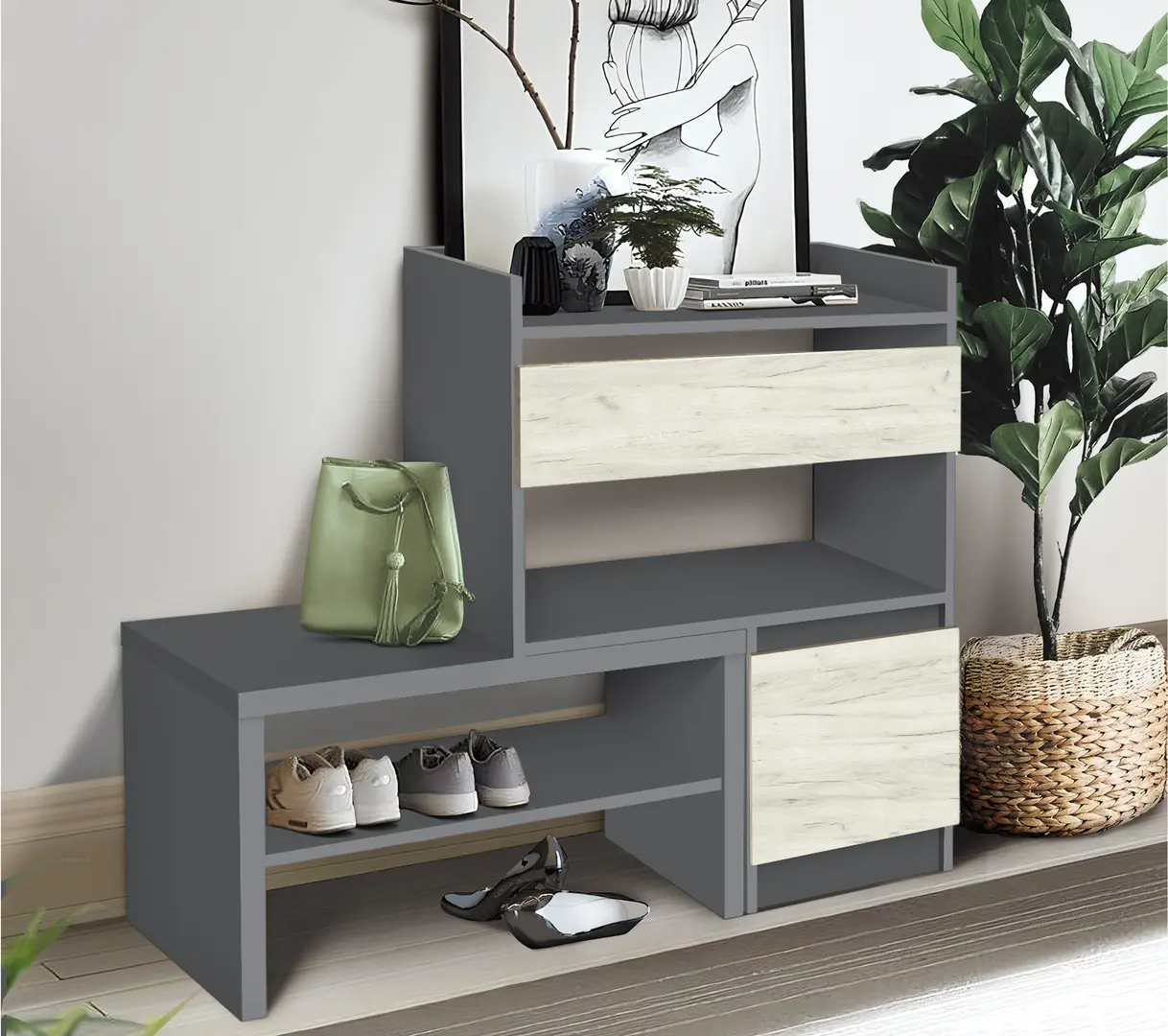 Tumba Modern Komfi 125cm (Slate Gray/Craft Oak White)