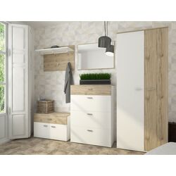 Tumba-bancă Sokme Barselona 2D1S (Wellington Oak/White) Thumb