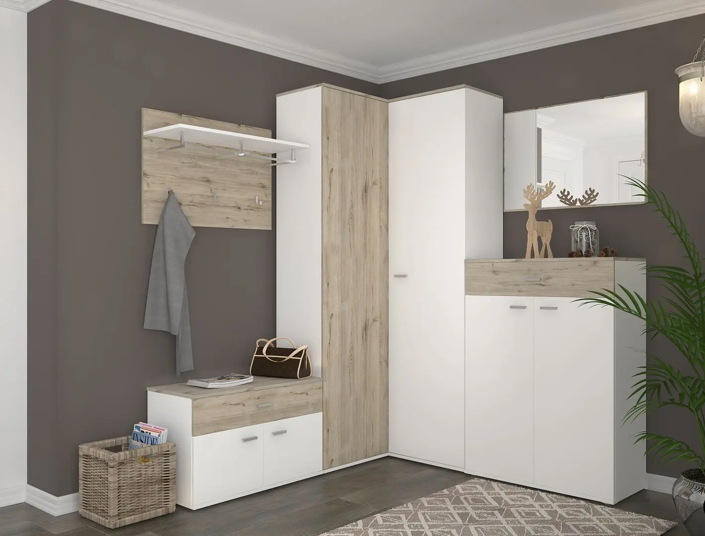 Tumba-bancă Sokme Barselona 2D1S (Wellington Oak/White) - 4