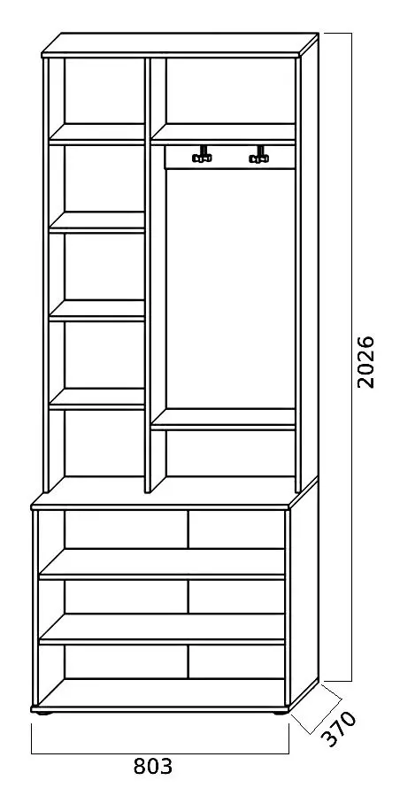 Tumba cu oglinda Sokme Barselona (Wellington Oak/White) - 2