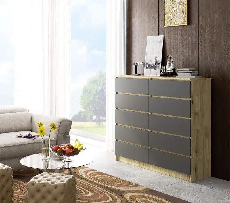 Комод Akord K140 10SZ (Artisan Oak/Graphite Gray)