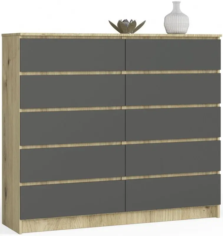 Комод Akord K140 10SZ (Artisan Oak/Graphite Gray)