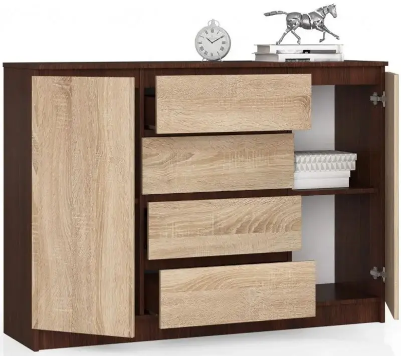 Тумба Akord K140 2D4SZ (Wenge/Sonoma Oak)