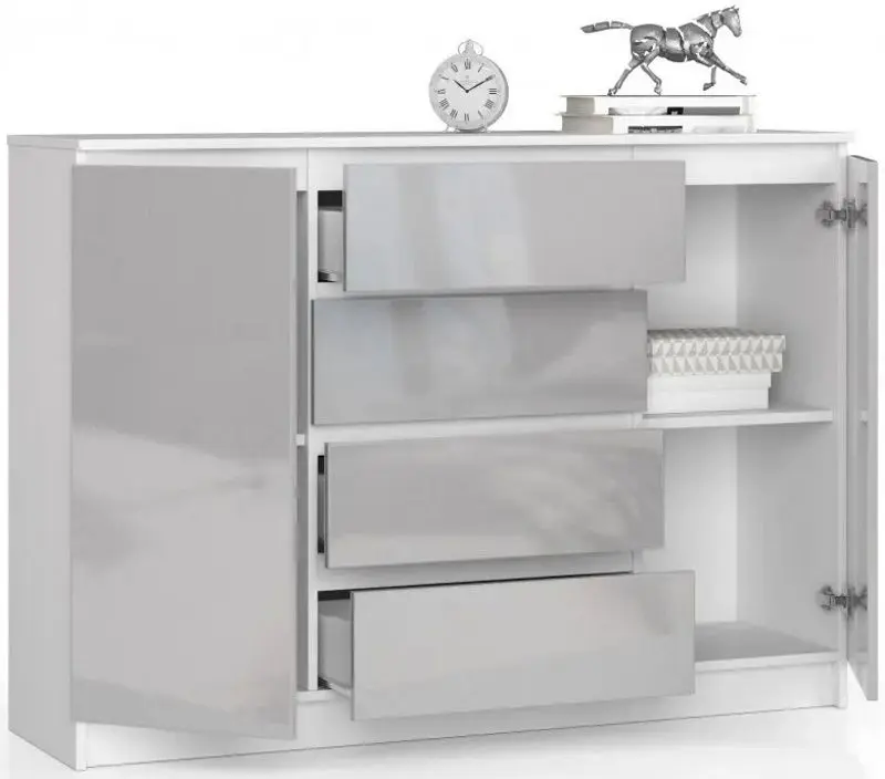 Тумба Akord K140 2D4SZ (White/Metallic Gloss)