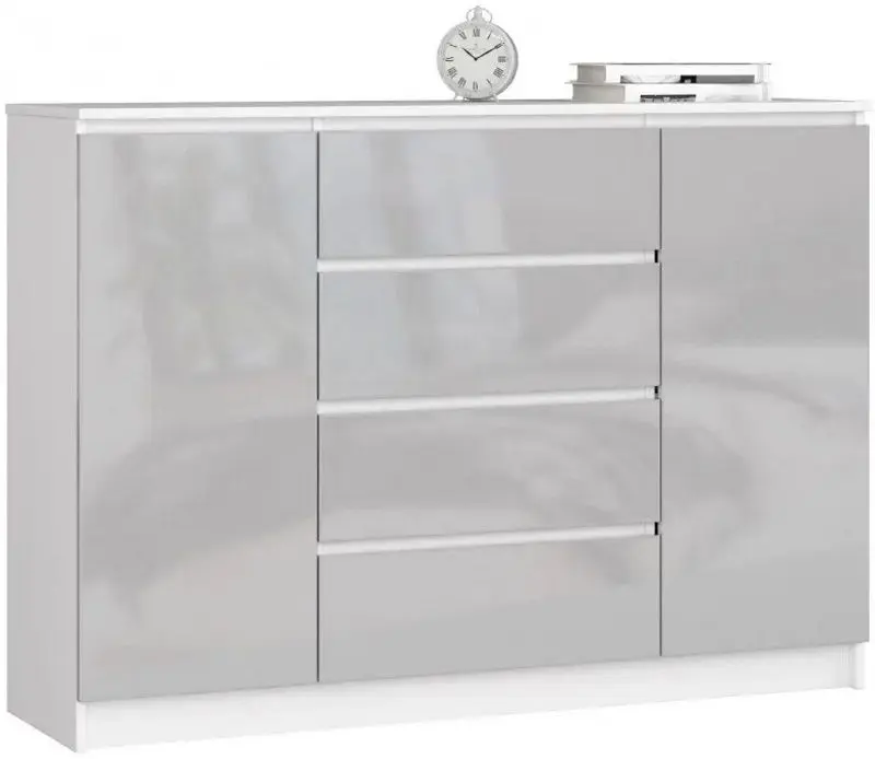 Тумба Akord K140 2D4SZ (White/Metallic Gloss)