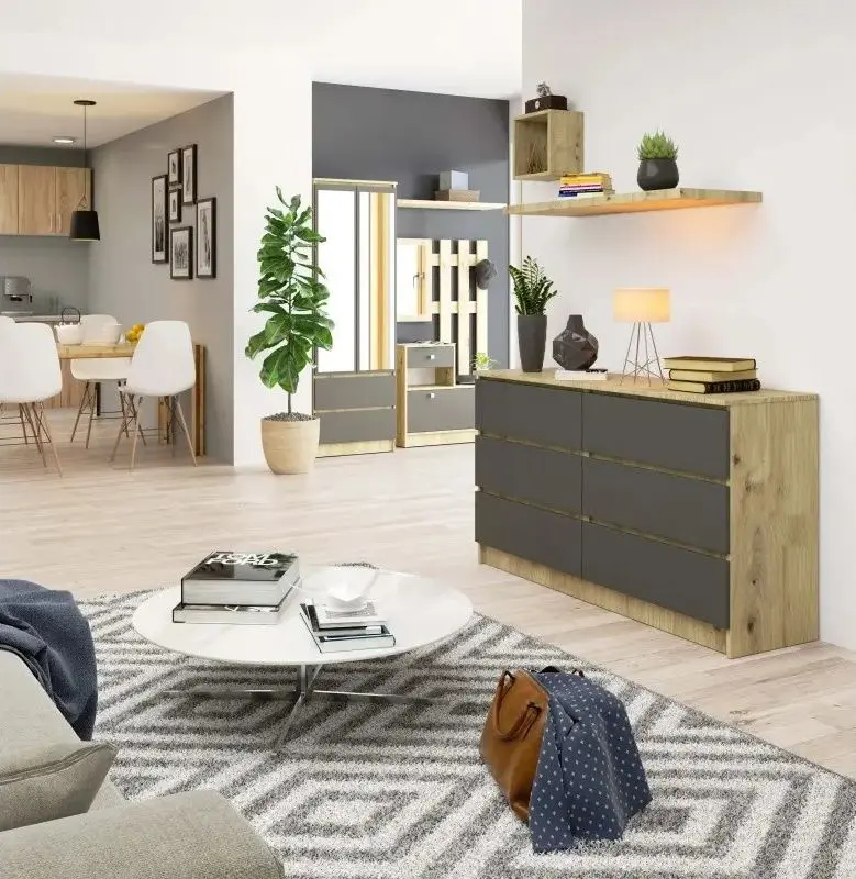 Comoda Akord K140 6SZ (Artisan Oak/Graphite Gray)