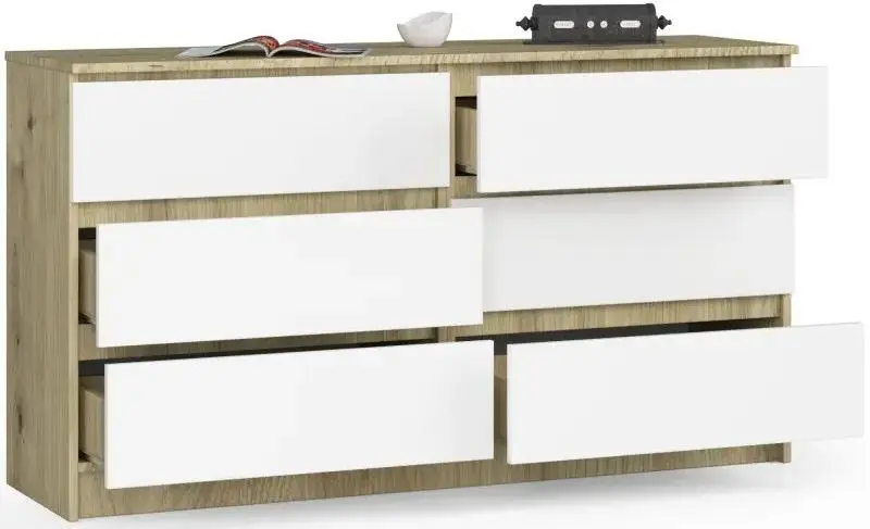 Comoda Akord K140 6SZ (Artisan Oak/White)