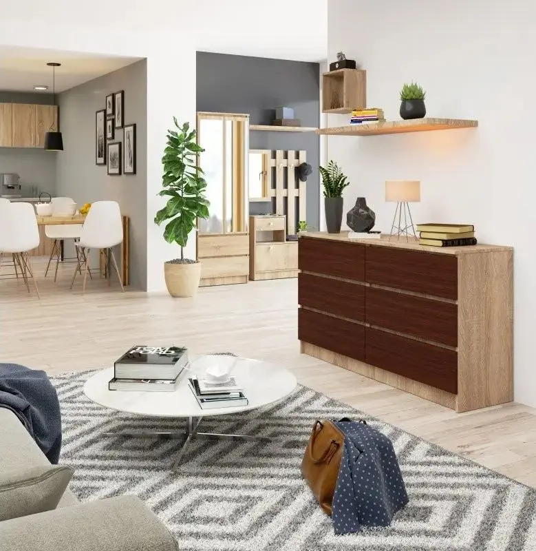 Comoda Akord K140 6SZ (Sonoma Oak/Wenge)