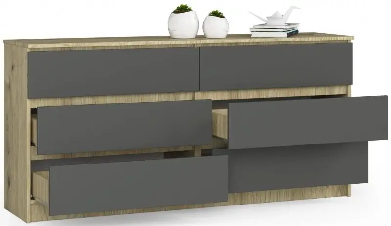 Comoda Akord K160 6SZ (Artisan Oak/Graphite Grey)