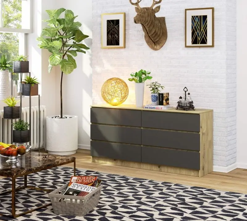 Comoda Akord K160 6SZ (Artisan Oak/Graphite Grey)