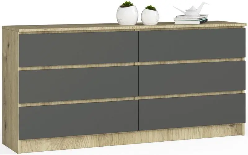 Comoda Akord K160 6SZ (Artisan Oak/Graphite Grey)