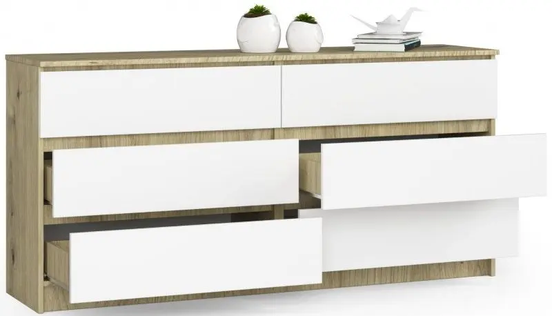 Comoda Akord K160 6SZ (Artisan Oak/White)