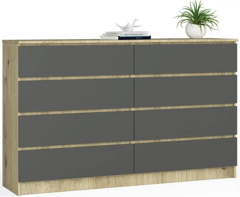 Comoda Akord K160 8SZ (Artisan Oak/Graphite Grey)