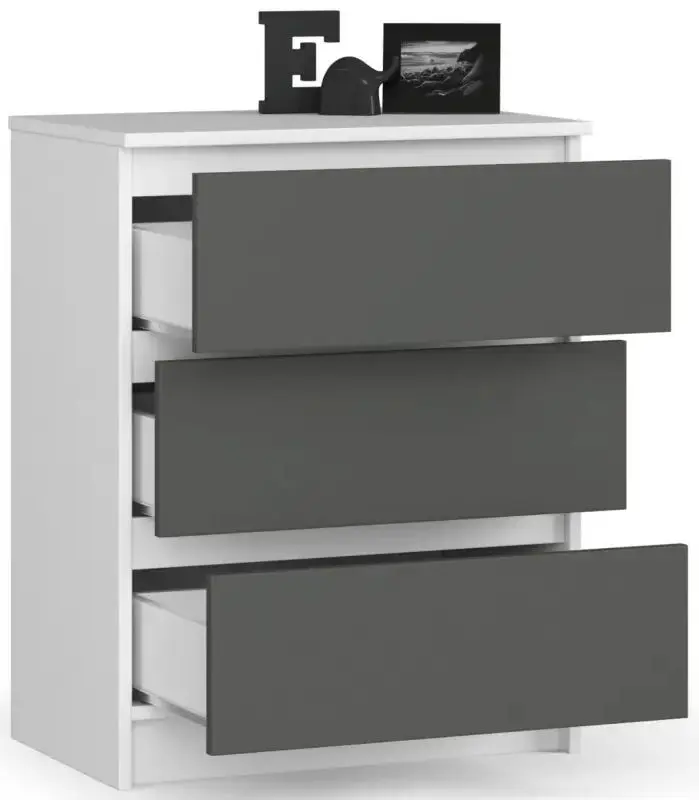 Комод Akord K60 3SZ (White/Graphite Gray)