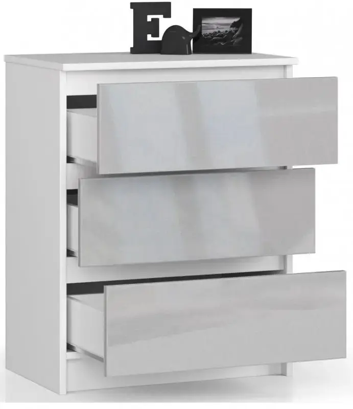 Комод Akord K60 3SZ (White/Metallic Gloss)