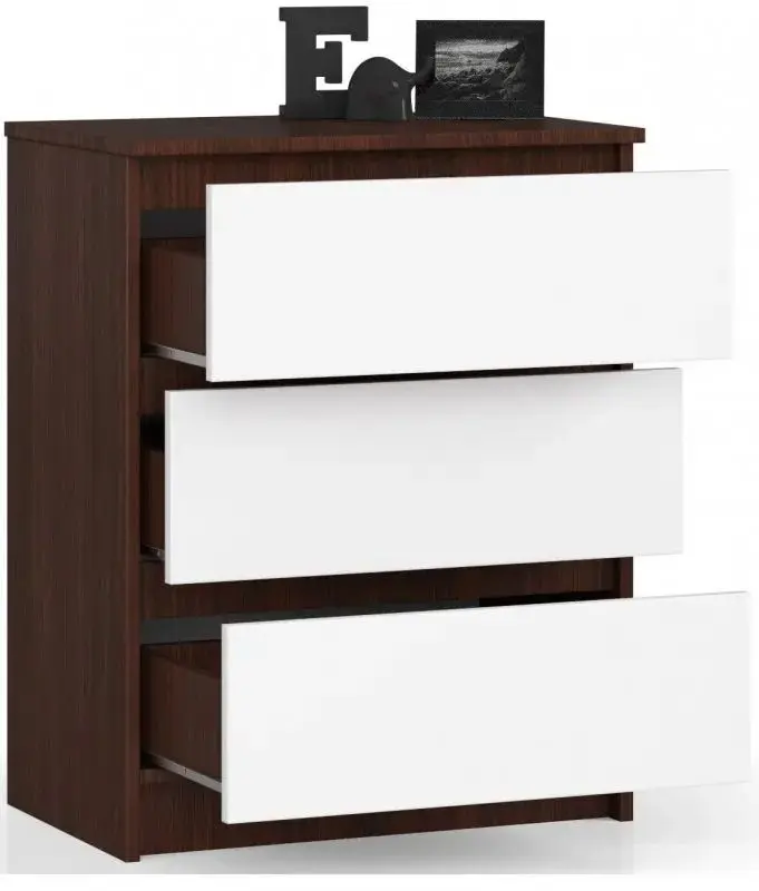 Comoda Akord K60 3SZ (Wenge/White)
