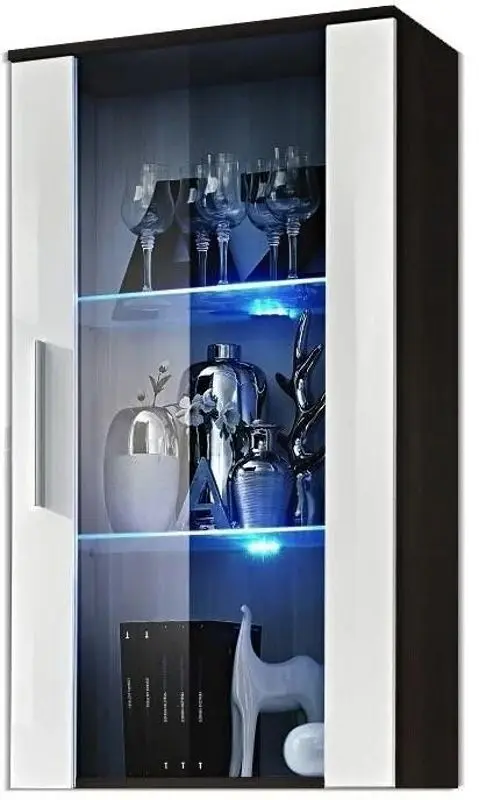 Dulap-vitrina ASM Neo II EMWH N2 (White Gloss/Wenge)
