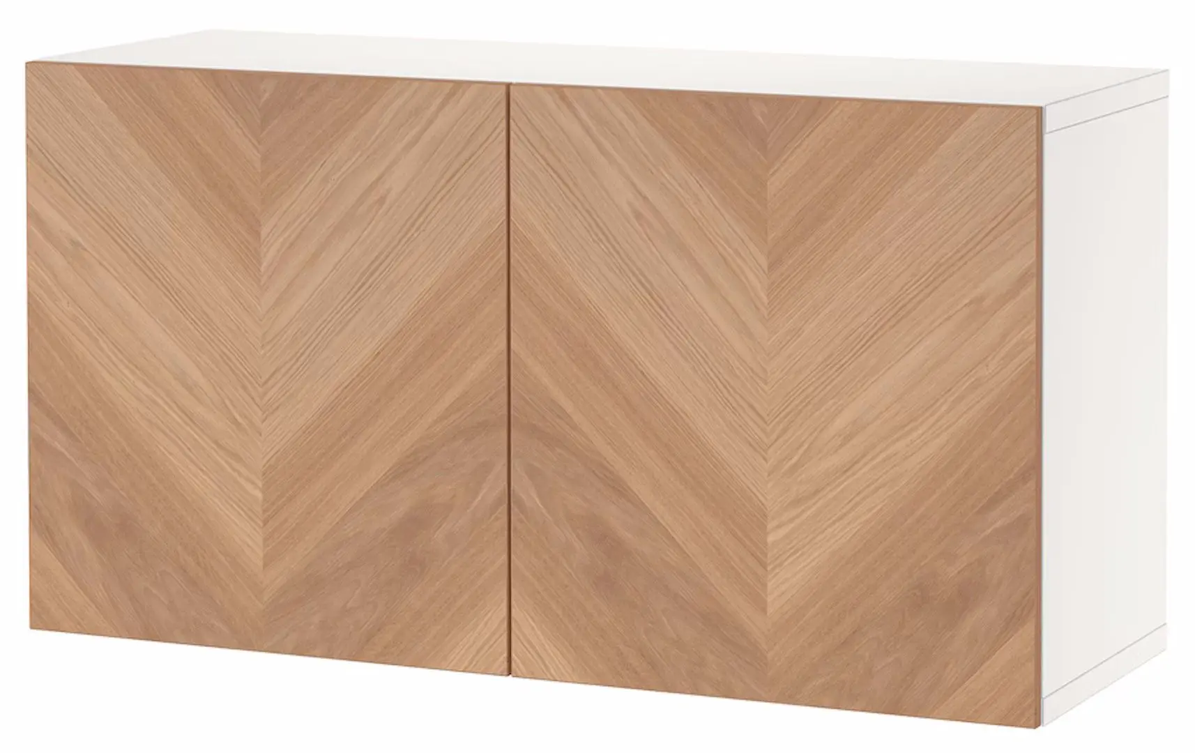 Шкафчик навесной Ikea Besta/Hedeviken полки/дверцы 120x42x64 (Дубовый Шпон)