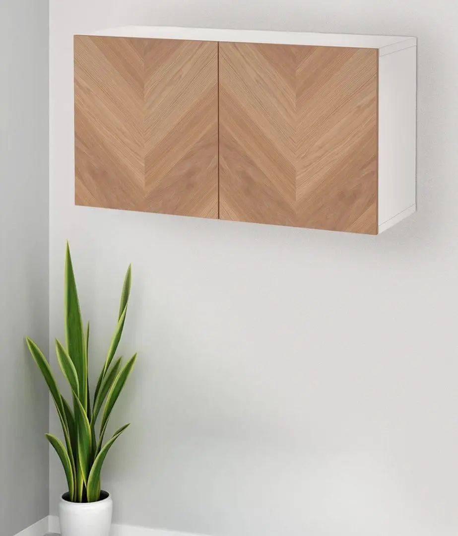 Шкафчик навесной Ikea Besta/Hedeviken полки/дверцы 120x42x64 (Дубовый Шпон)