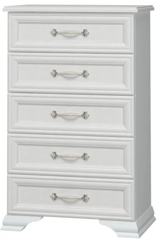 Комод Браво-Мебель Грация 5Я (Белый)