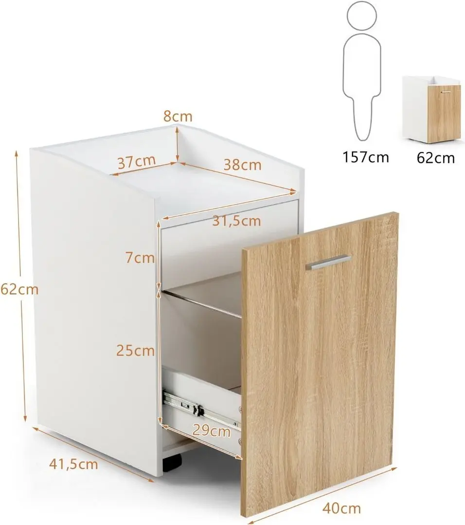 Tumba Costway HW66207WH (White/Oak) - 5