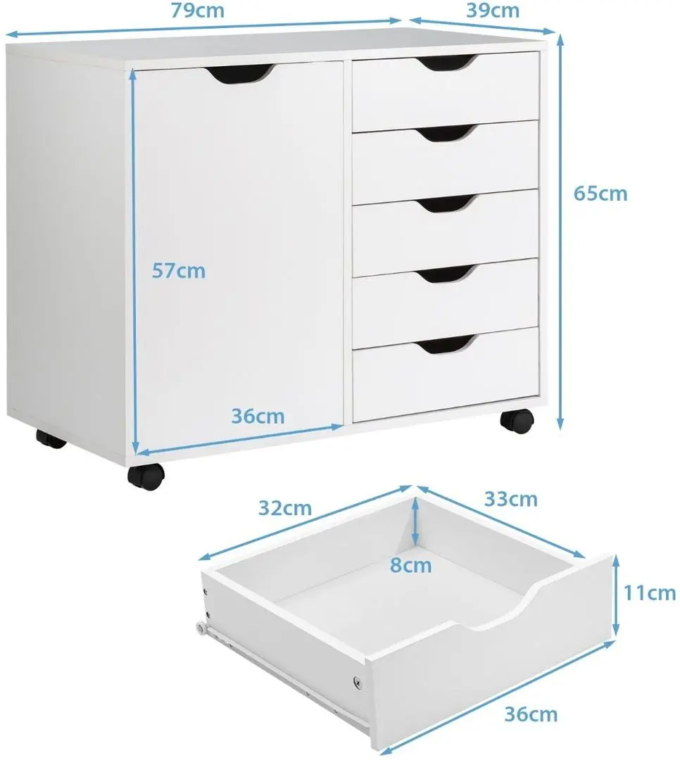 Tumba pe role Costway HW65977WH (White) - 3