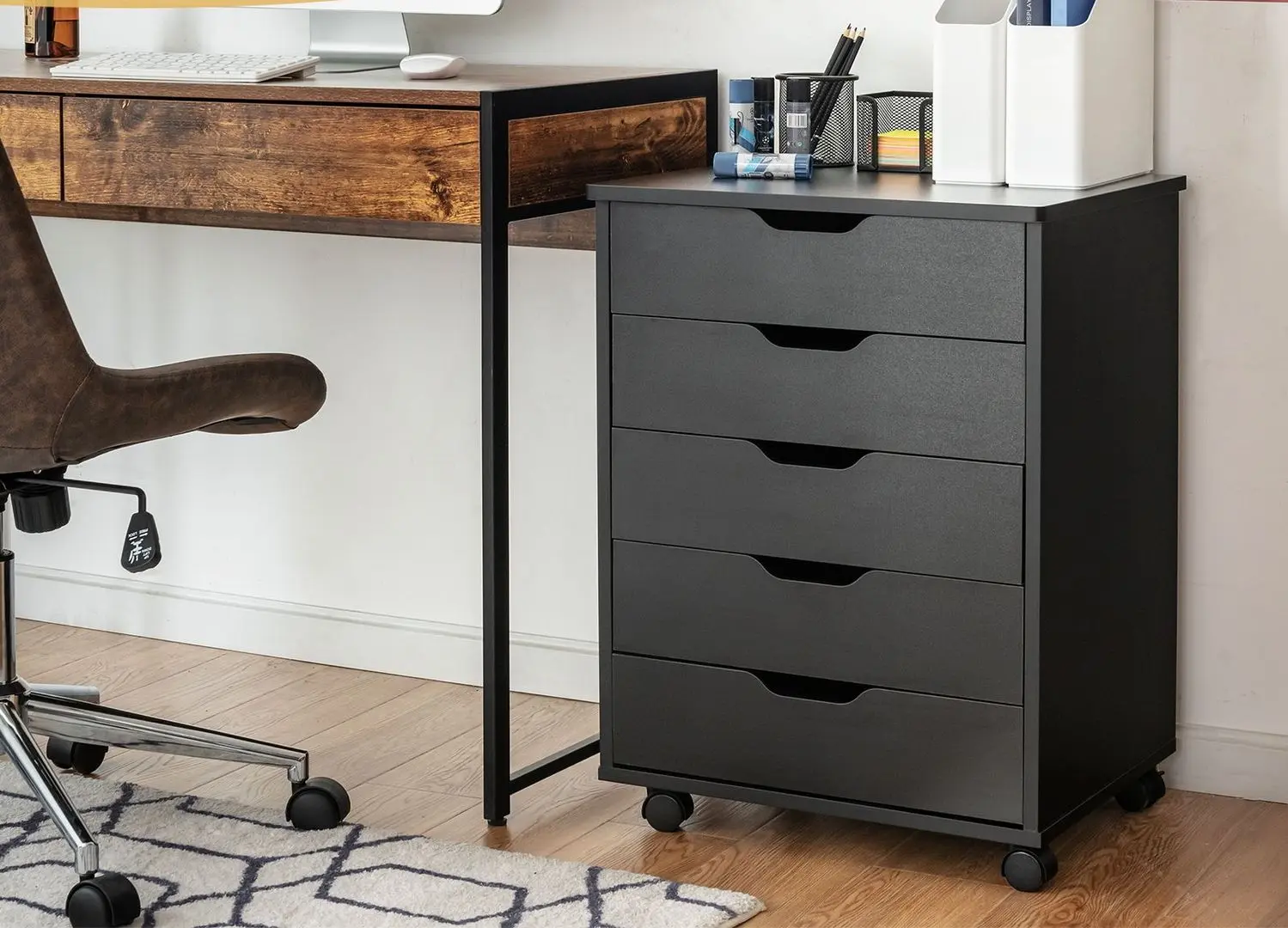 Tumba pe role Costway HW65978BK (Black)