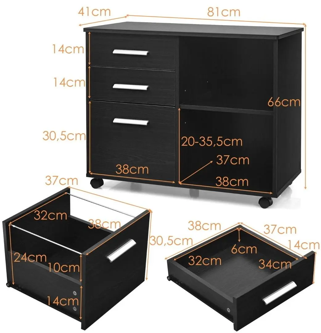 Тумба выкатная Costway HW65987BK (Black)