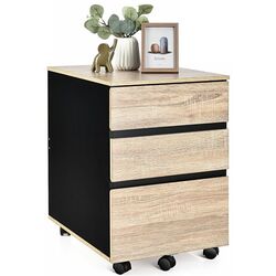 Tumba pe role Costway HW66713 (Black/Natural) Thumb