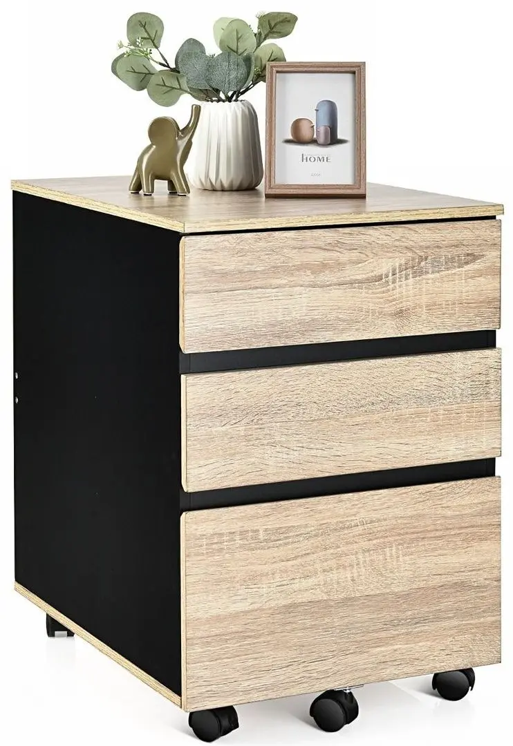 Tumba pe role Costway HW66713 (Black/Natural) - 3