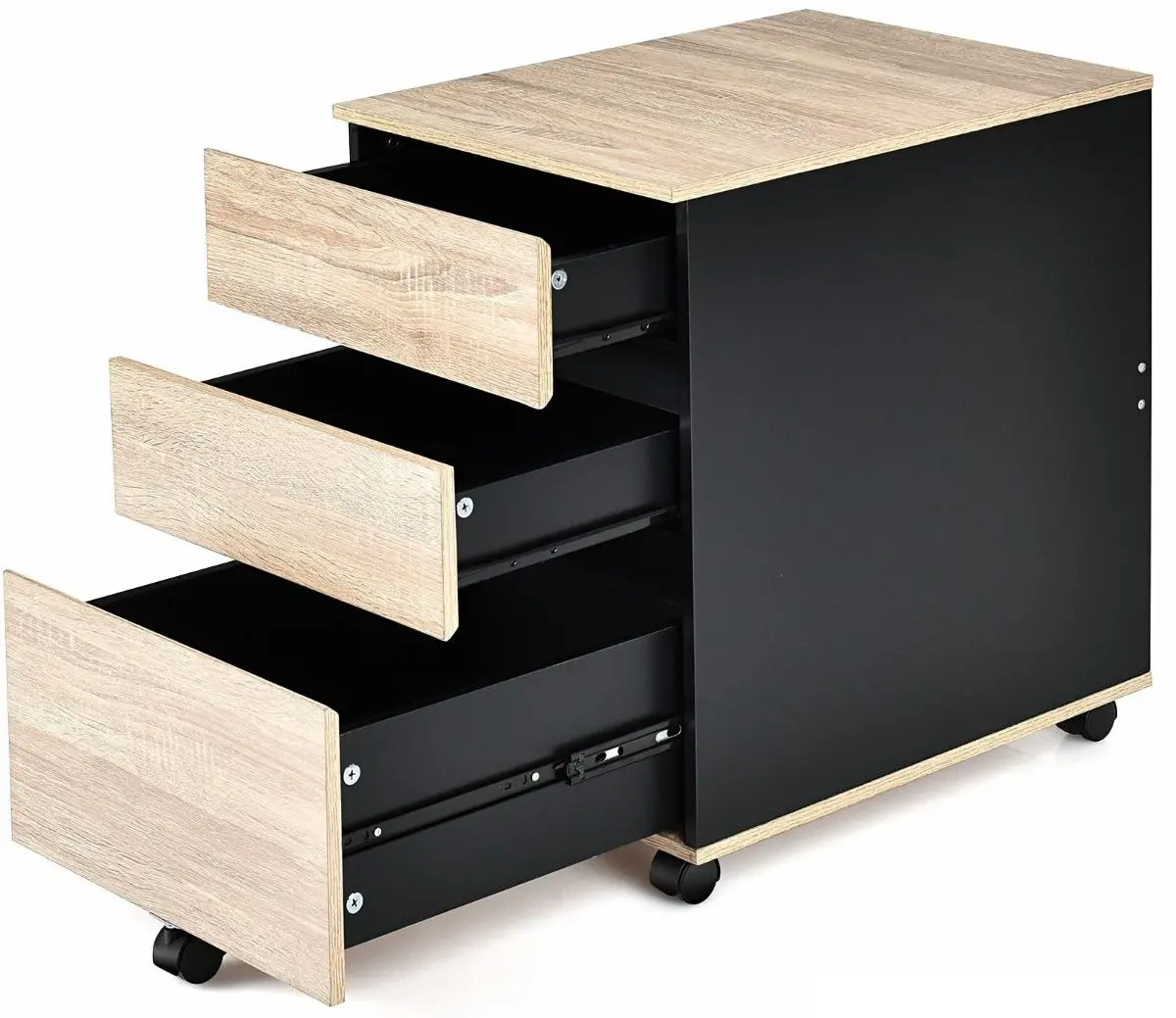 Tumba pe role Costway HW66713 (Black/Natural) - 4