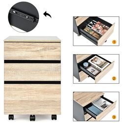 Tumba pe role Costway HW66713 (Black/Natural) Thumb