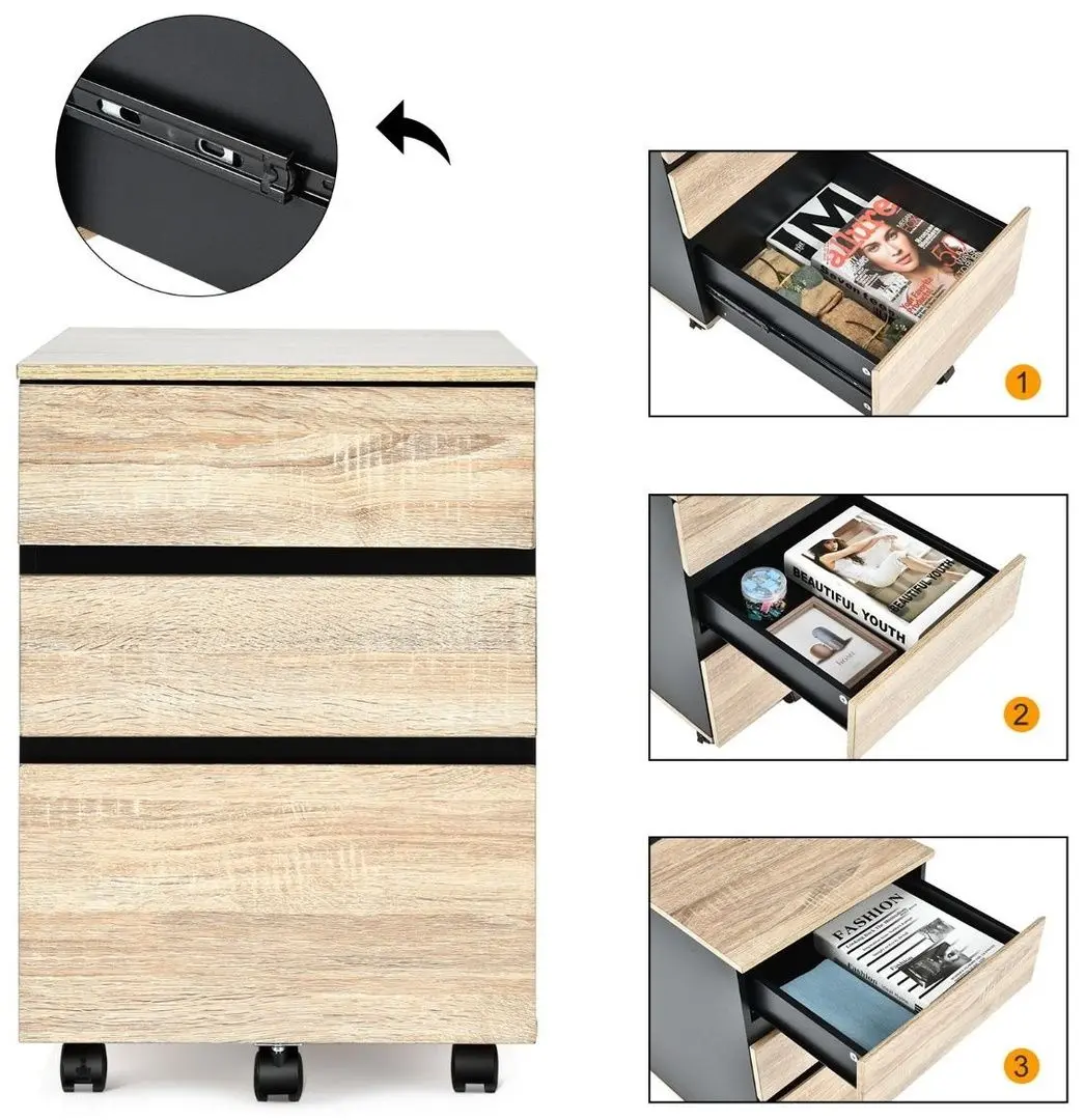 Tumba pe role Costway HW66713 (Black/Natural) - 8