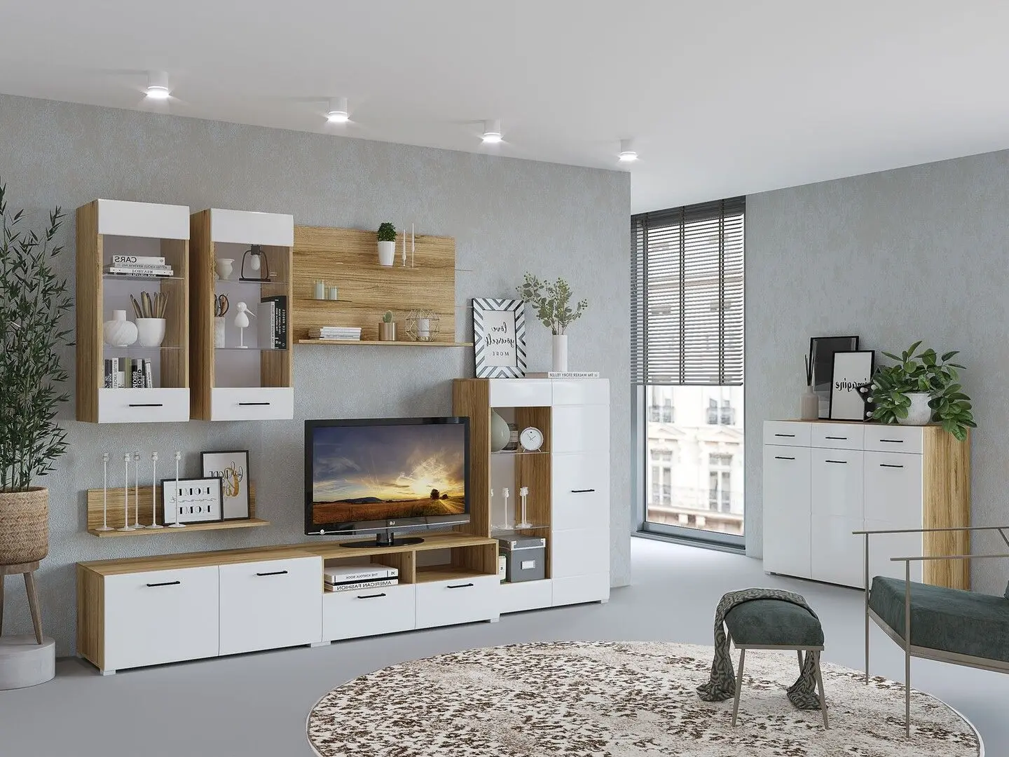 Tumba Горизонт Nensi (Gold Oak/White Gloss)