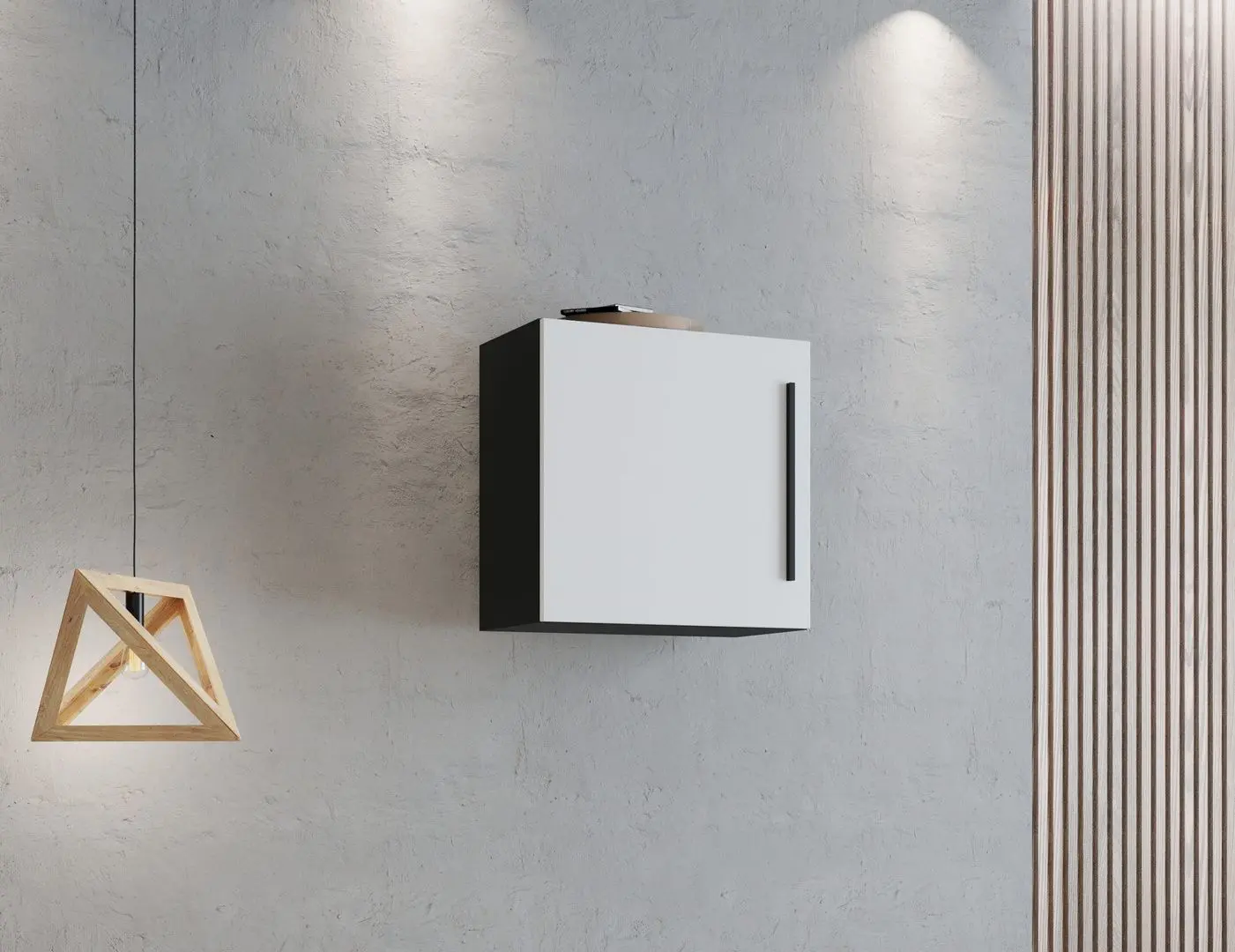 Dulap suspendat Haaus Haga (White Gloss/Black)