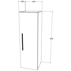 Dulap suspendat Haaus Kos 1D 95x30 cm (White Gloss/Black) Thumb