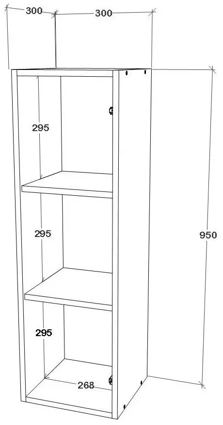 Dulap suspendat Haaus Kos 1D 95x30 cm (White Gloss/Black)