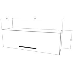 Dulap suspendat Haaus Kos 1D 95x30 cm (White Gloss/Black) Thumb