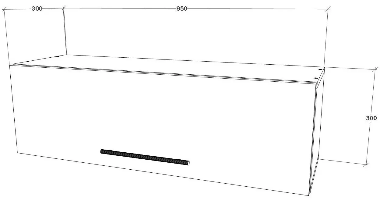 Dulap suspendat Haaus Kos 1D 95x30 cm (White Gloss/Black)