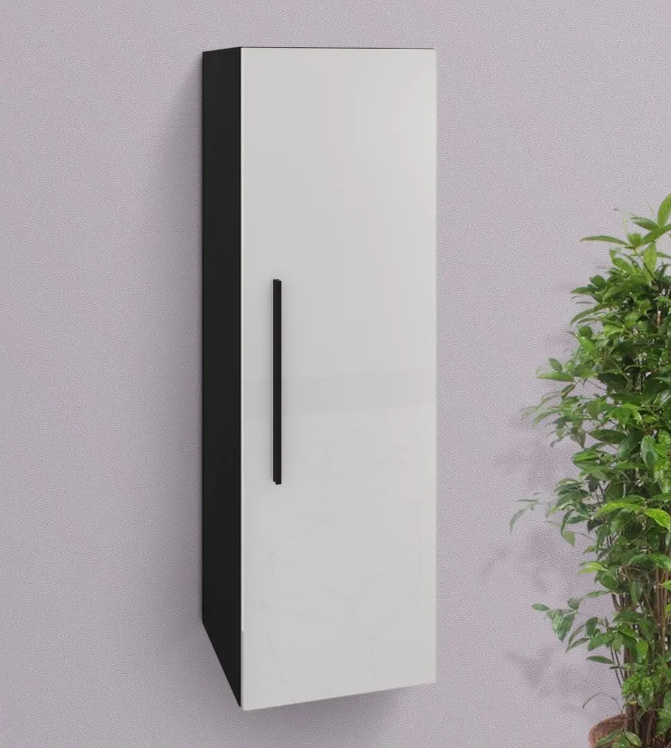 Dulap suspendat Haaus Kos 1D 95x30 cm (White Gloss/Black)