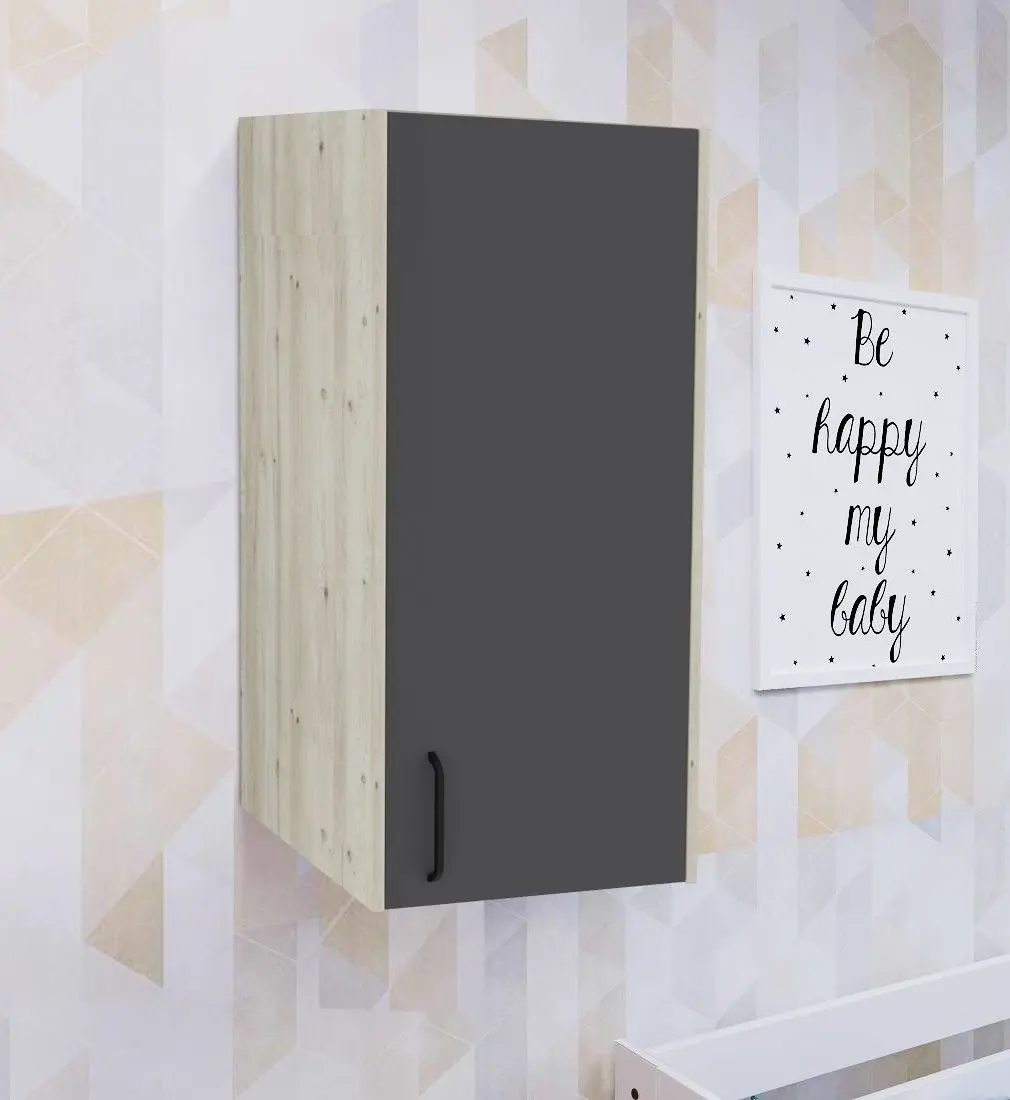 Dulap suspendat Haaus Malmo 1D 104x50 cm (White Oak/Anthracite)