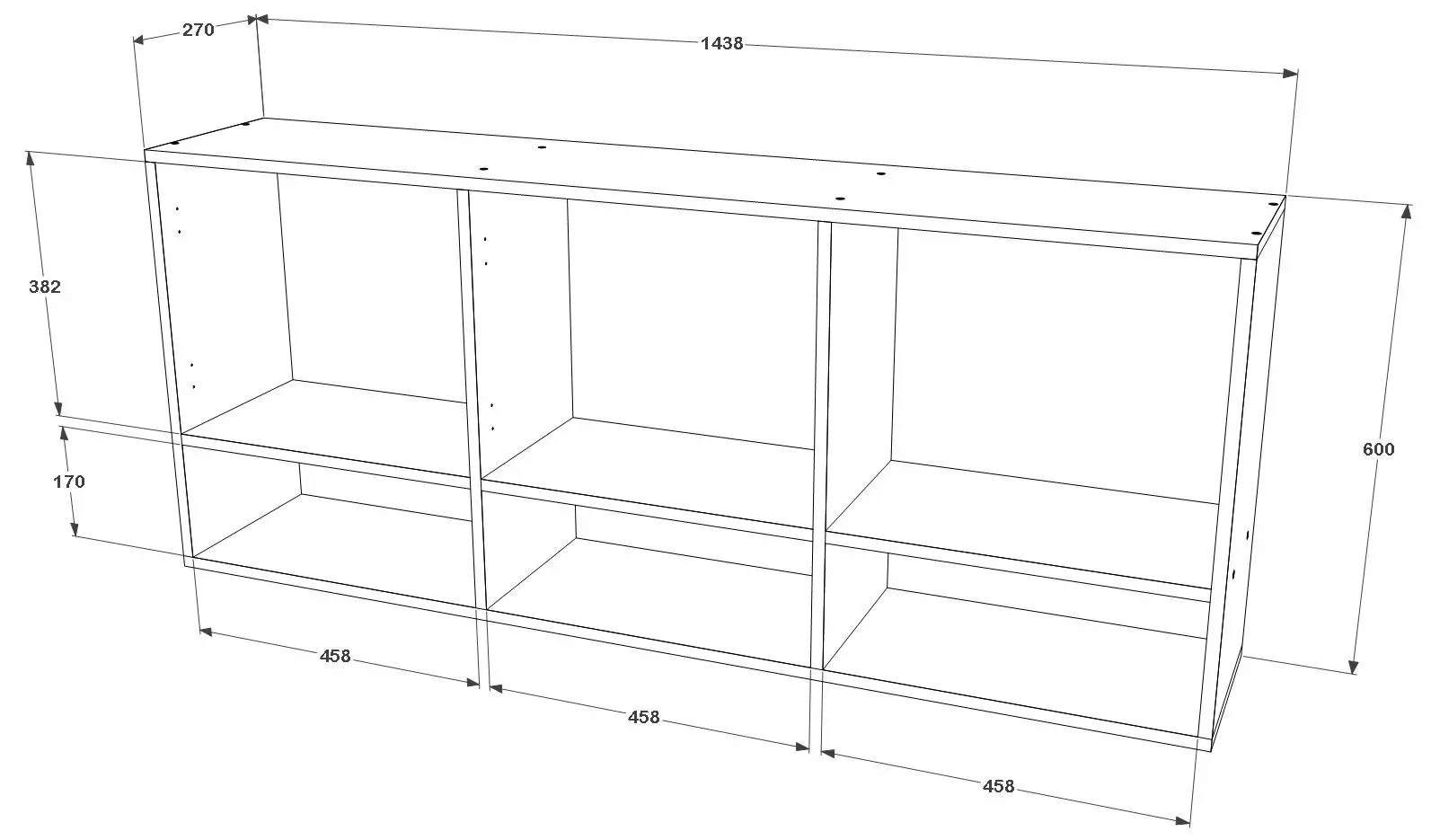 Шкафчик навесной Haaus Malmo 3D 144x60 cm (White Oak/Anthracite)